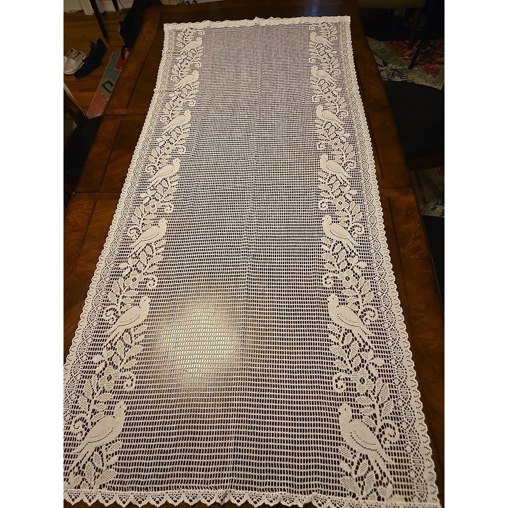 2 Lace 33" x 75" Victorian Bird Flower Table Runner Dresser Scarve Door Panels